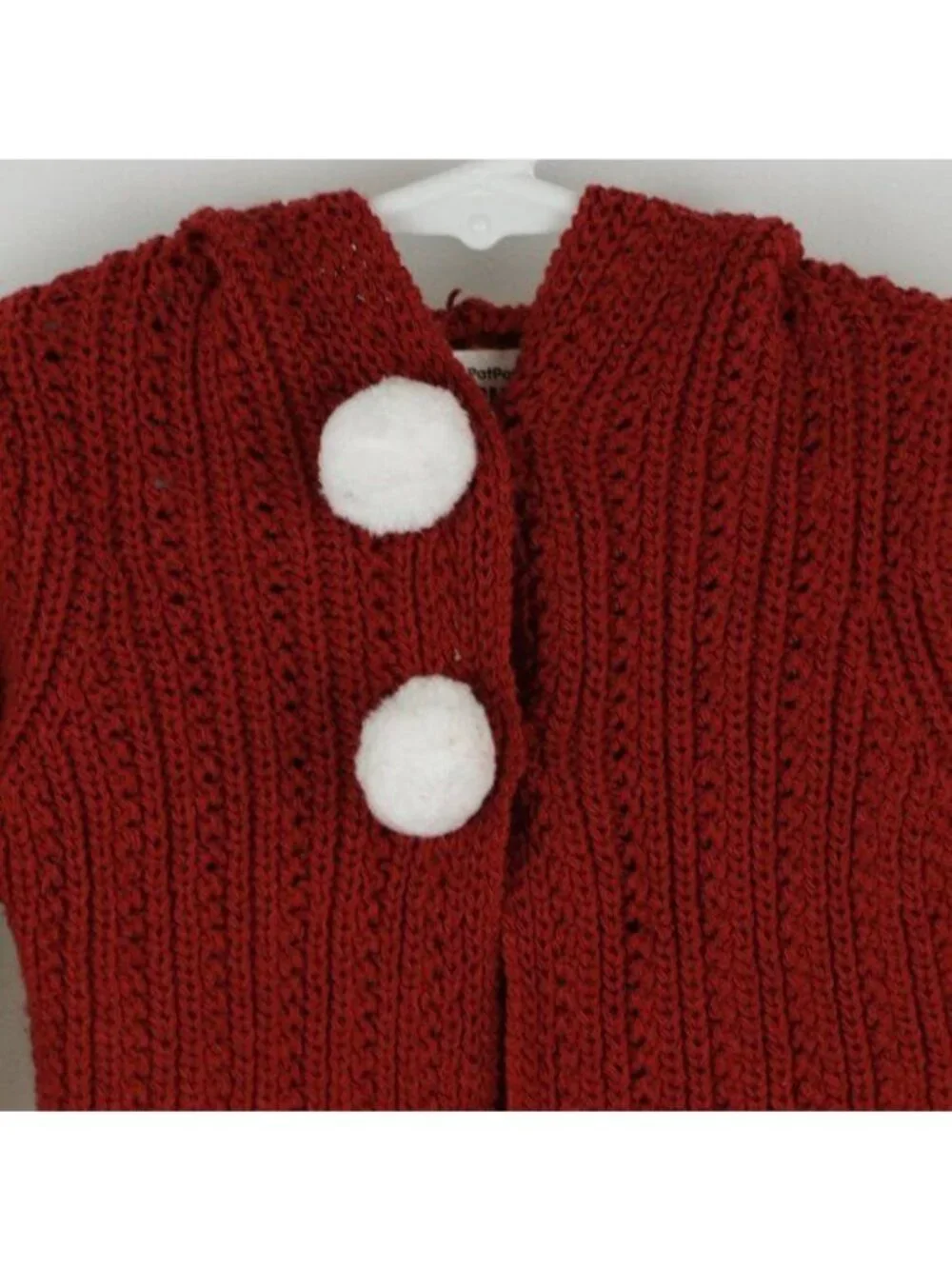 PatPat Infant Size 6-9 Months Red White Cabled Hooded Snap Up Cardigan NWT